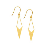 14K Yellow Gold Shiny Drop Triangle Earrings